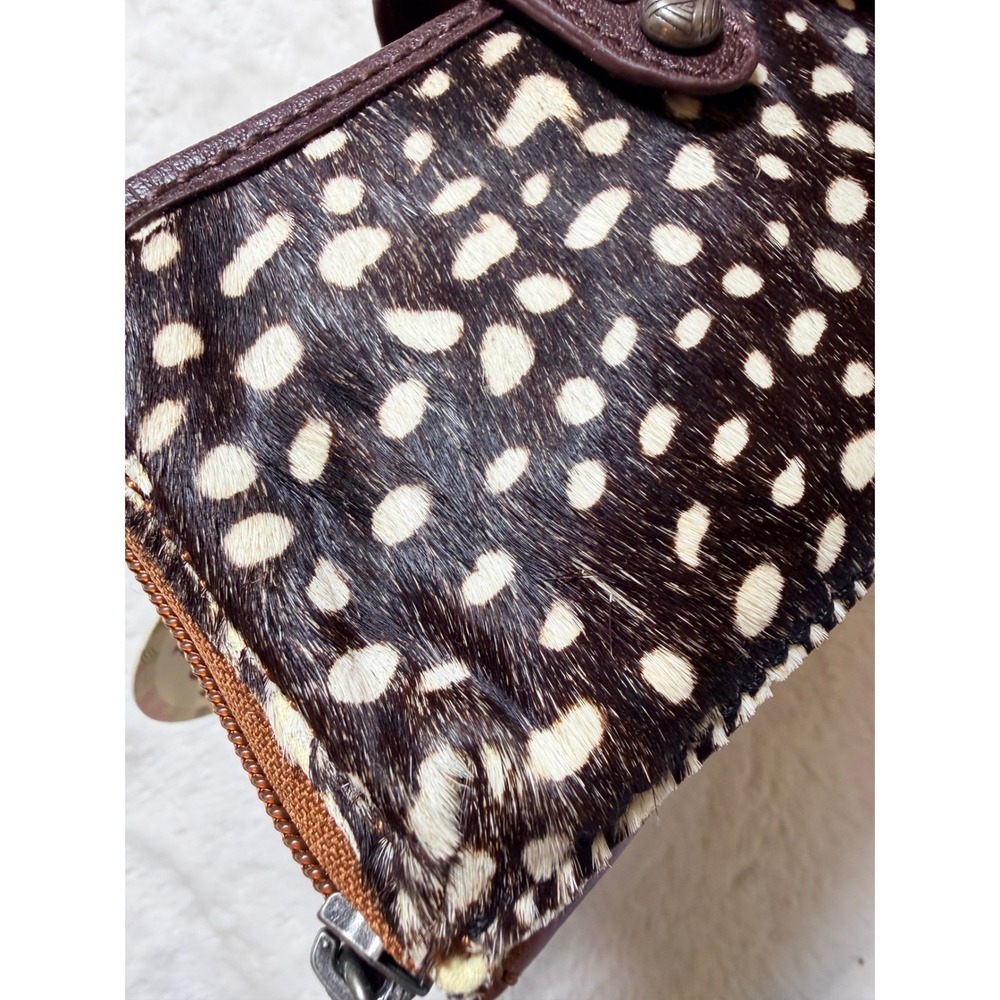 The Sak Iris Smartphone Crossbody Wallet Tobacco Dot Leather Hair-on-Hide NEW - Picture 2 of 13